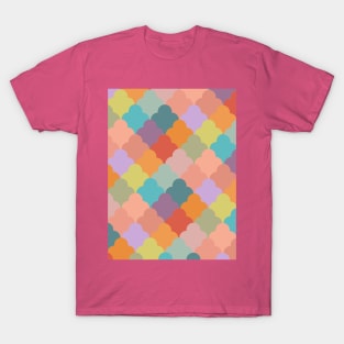 Colorful Patchwork Mosaic Scales Geometric Pattern T-Shirt